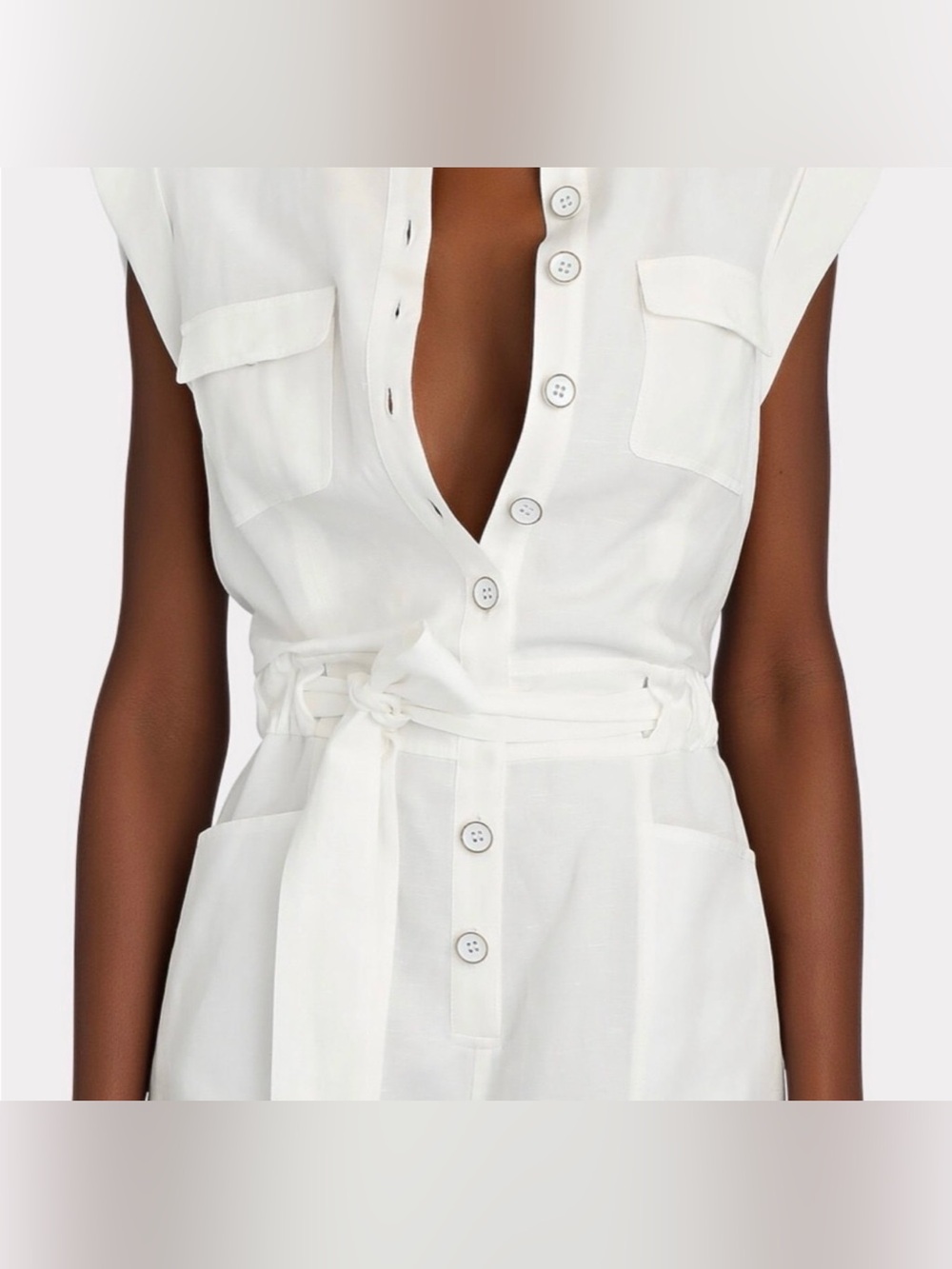 INTERMIX Cream Button-Front Collared Top - Picture 2 of 9